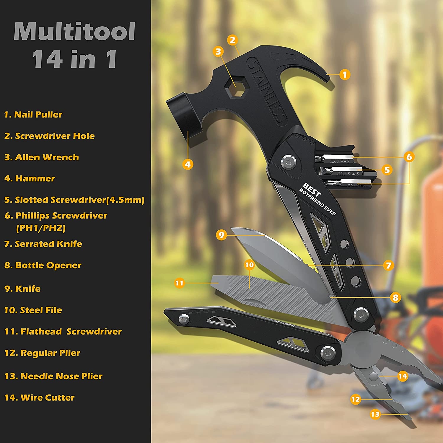 2023 Special Design 14 in 1 Hammer Multitool for Men Survival Hammer Cool  Gadgets Camping Tools for Outdoor - China Hand Tool, Tool