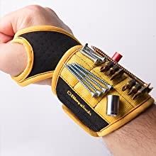 BinyaTools Magnetic Wristband With Super Strong Magnets Holding Screws, Nails, Drill Bit